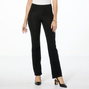 HUE Game Changing Straight Leg Denim Pant Plus Size 1X Pull On Solid Black NEW